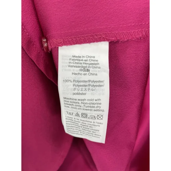 J.Crew Pink Ruffle Front Long Sleeve V Neck Satin Blouse Top Womens size Medium - Picture 8 of 9